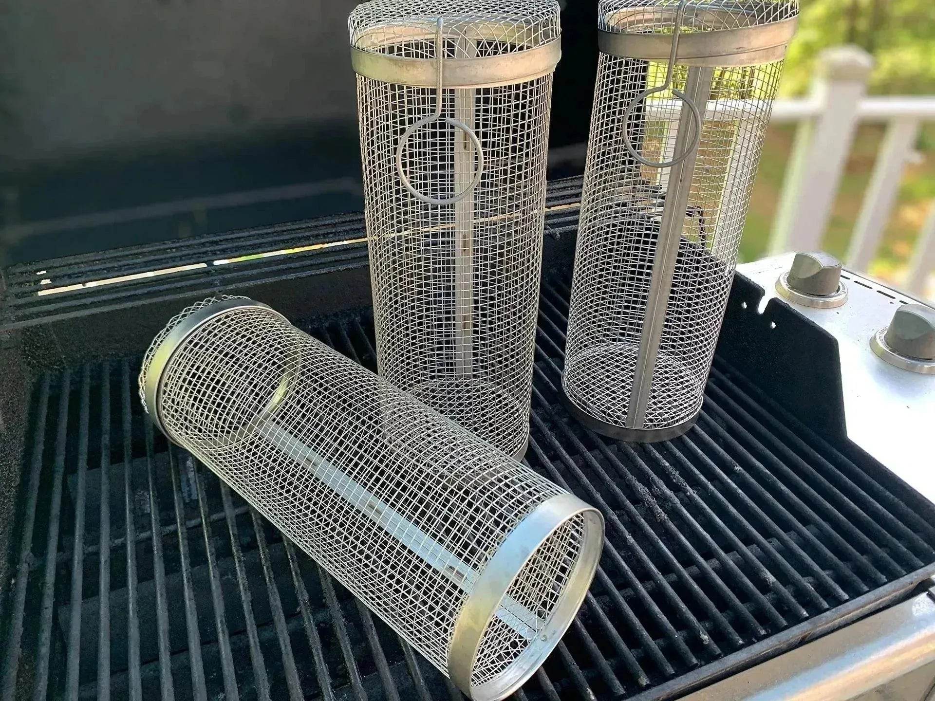 New Grilling Basket  BBQ Basket Stainless Steel Grill Outdoor Picnic Camping Barbecue Cooking Supplies - www.Shopthatapp.com