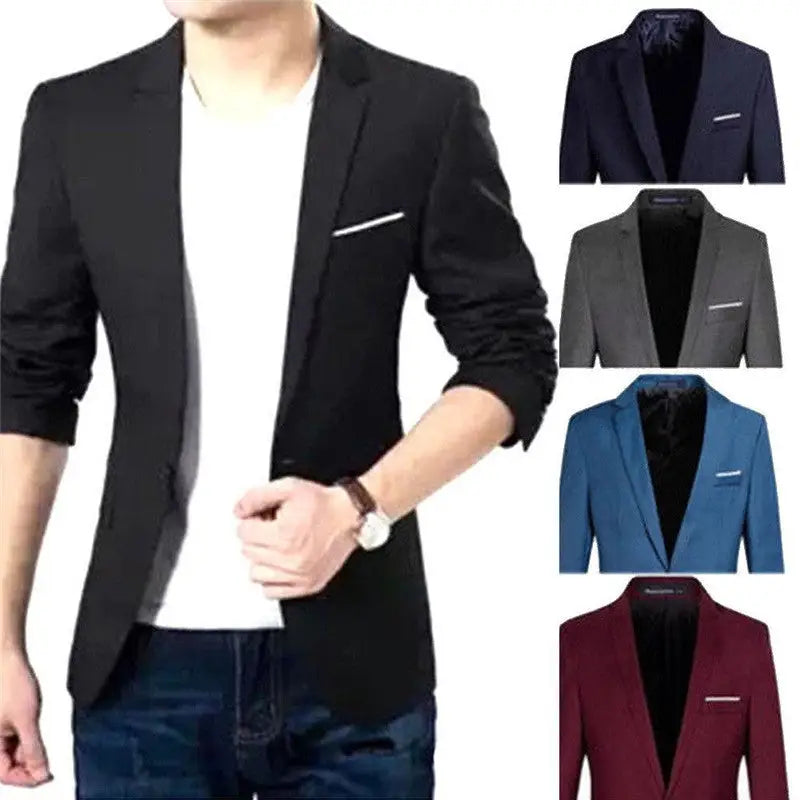 New Korean Men Blazer Casual Slim Fit Office Suit - www.Shopthatapp.com