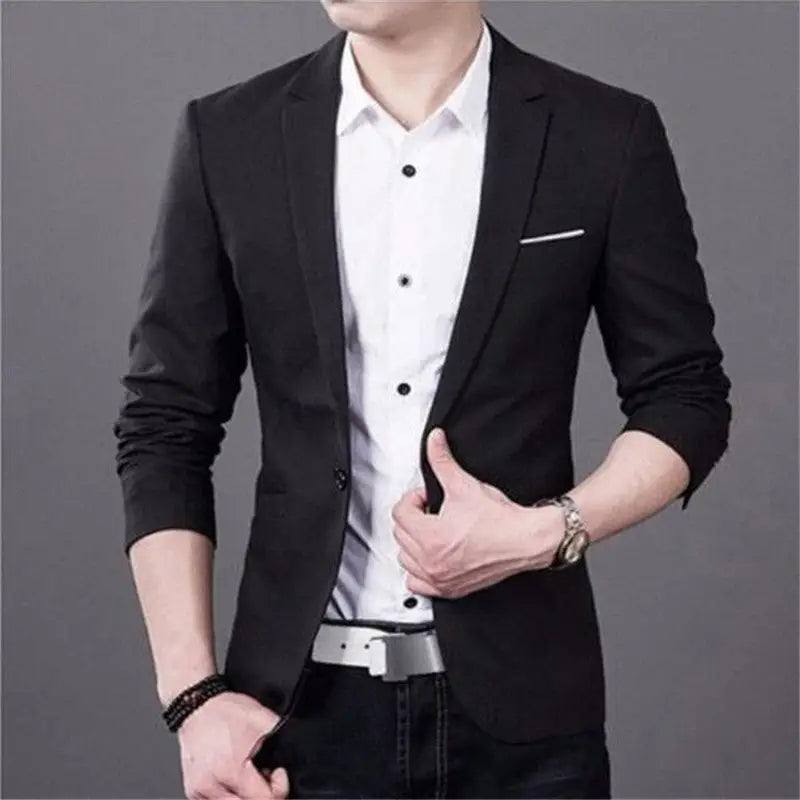 New Korean Men Blazer Casual Slim Fit Office Suit - www.Shopthatapp.com