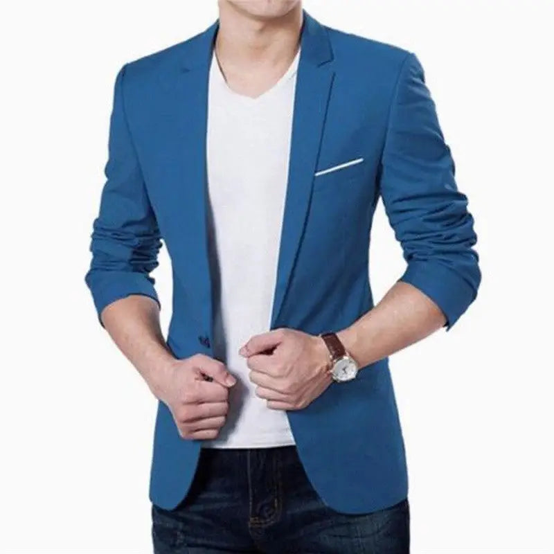 New Korean Men Blazer Casual Slim Fit Office Suit - www.Shopthatapp.com
