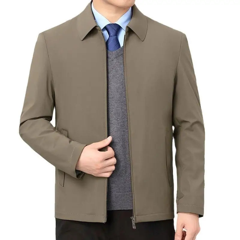 New Middle-aged Men Spring And Autumn New Polo Collar Coat - www.Shopthatapp.com