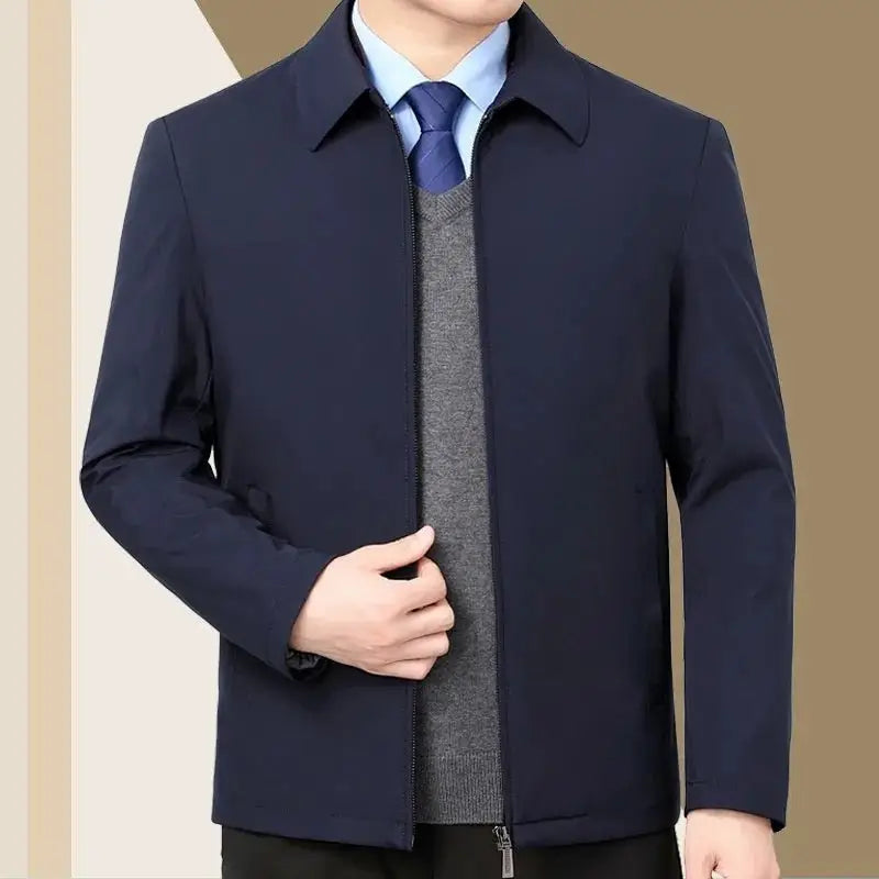 New Middle-aged Men Spring And Autumn New Polo Collar Coat - www.Shopthatapp.com