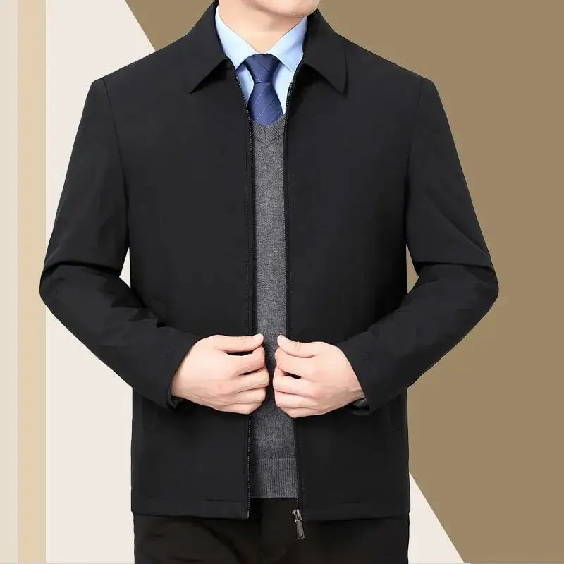 New Middle-aged Men Spring And Autumn New Polo Collar Coat - www.Shopthatapp.com