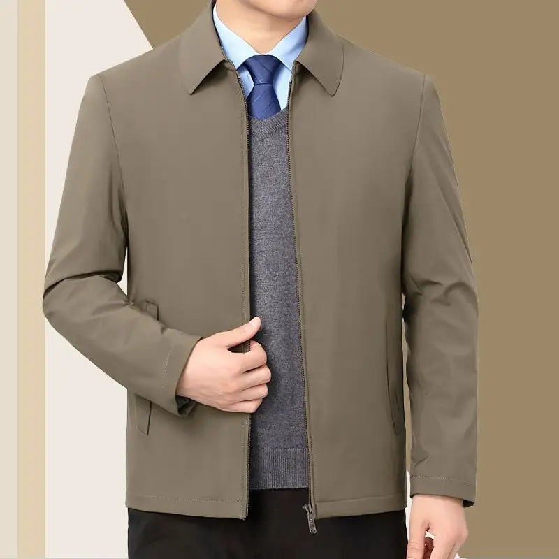 New Middle-aged Men Spring And Autumn New Polo Collar Coat - www.Shopthatapp.com