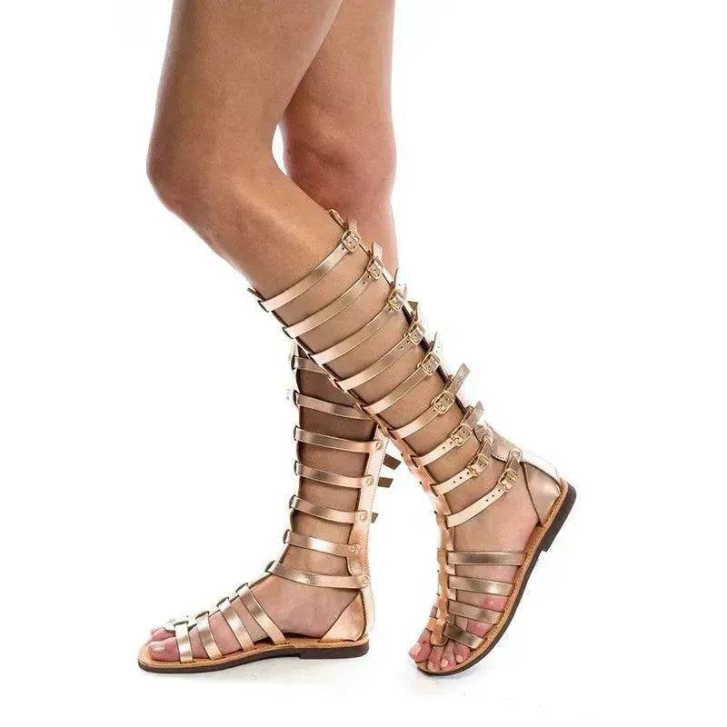 New Roman Sandals Boots Summer Open Toe Hollow Flat Shoes Fashion Belt Buckle Sandals For Women - www.Shopthatapp.com