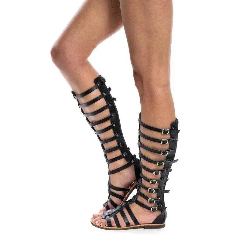 New Roman Sandals Boots Summer Open Toe Hollow Flat Shoes Fashion Belt Buckle Sandals For Women - www.Shopthatapp.com