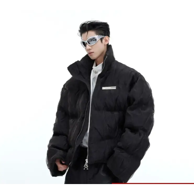 Niche Pleated Texture Thicken Cotton Clothes Coat Men - www.Shopthatapp.com