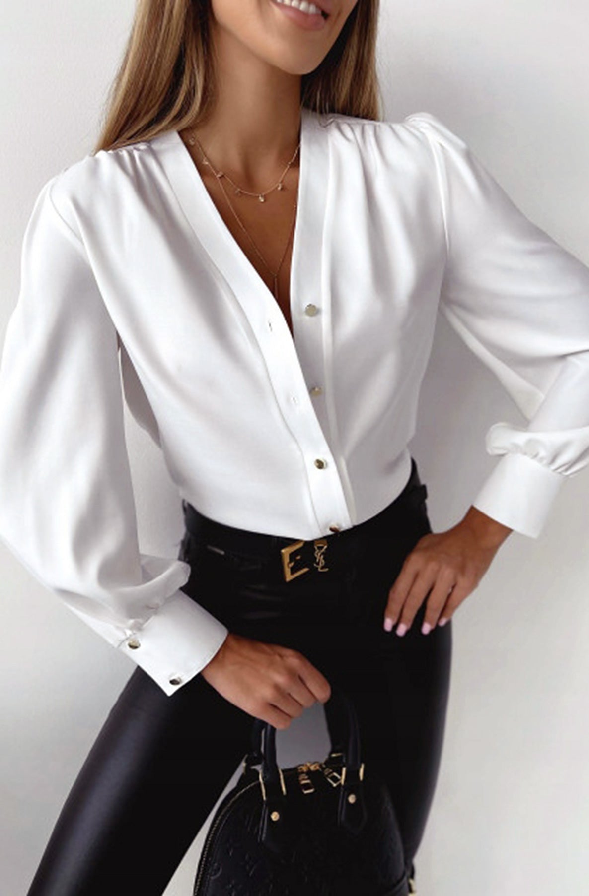 Nila Ruched Detail Shirt Blouse - www.Shopthatapp.com