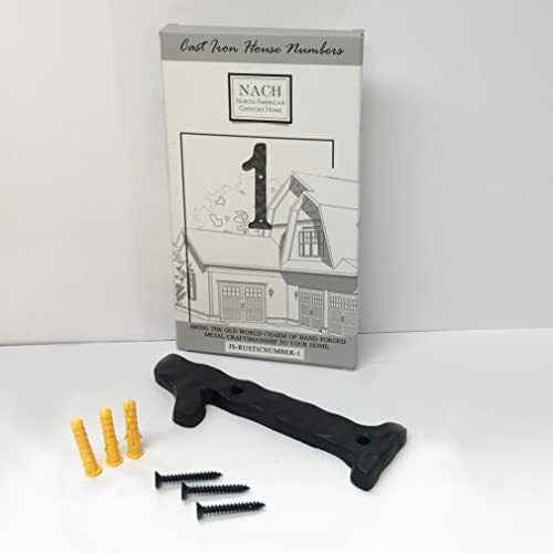 Black cast iron letter C for decorative home address display with mounting hardware