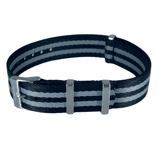 Nylon Nato Strap 18mm - Black Grey - www.Shopthatapp.com