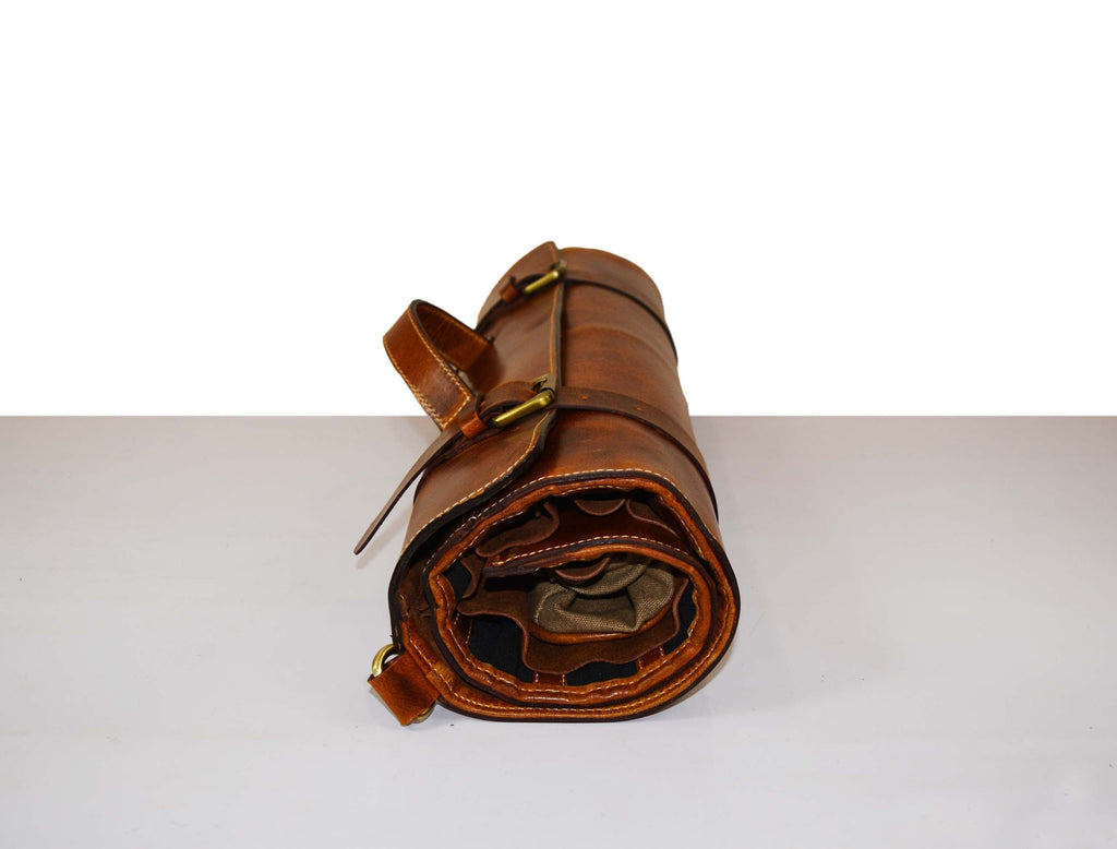 Oklahoma Leather Chef Knife Roll 16 Slot - Chestnut - www.Shopthatapp.com