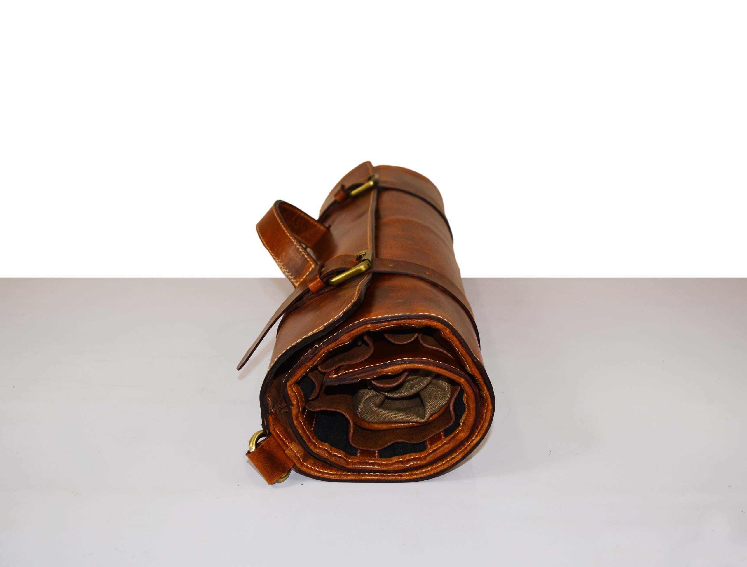 Oklahoma Leather Chef Knife Roll 16 Slot - Chestnut - www.Shopthatapp.com