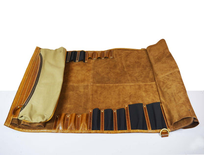Oklahoma Leather Chef Knife Roll 16 Slot - Chestnut - www.Shopthatapp.com