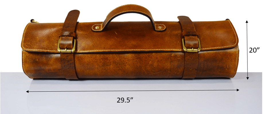Oklahoma Leather Chef Knife Roll 16 Slot - Chestnut - www.Shopthatapp.com