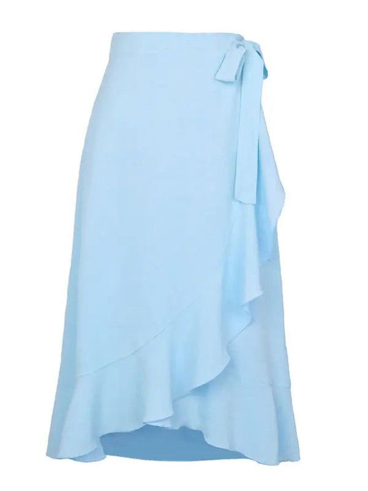 One Piece Tie Long Skirt Irregular Cover Hip Solid Color Skirt - www.Shopthatapp.com