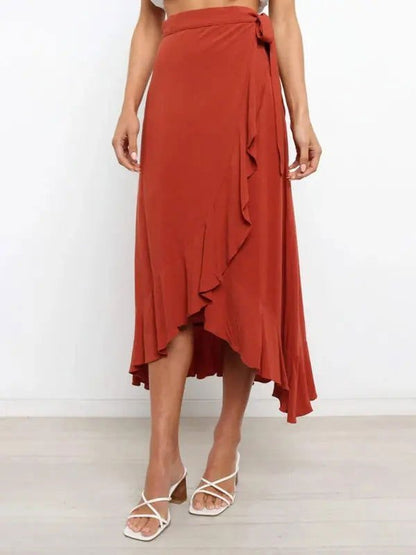 One Piece Tie Long Skirt Irregular Cover Hip Solid Color Skirt - www.Shopthatapp.com