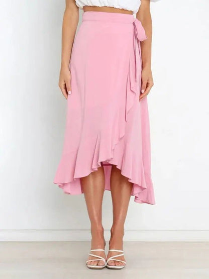 One Piece Tie Long Skirt Irregular Cover Hip Solid Color Skirt - www.Shopthatapp.com