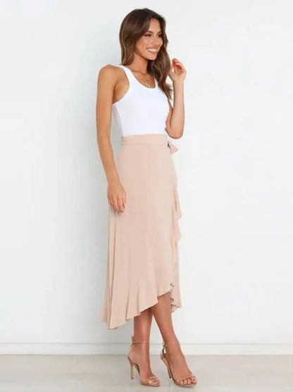 One Piece Tie Long Skirt Irregular Cover Hip Solid Color Skirt - www.Shopthatapp.com