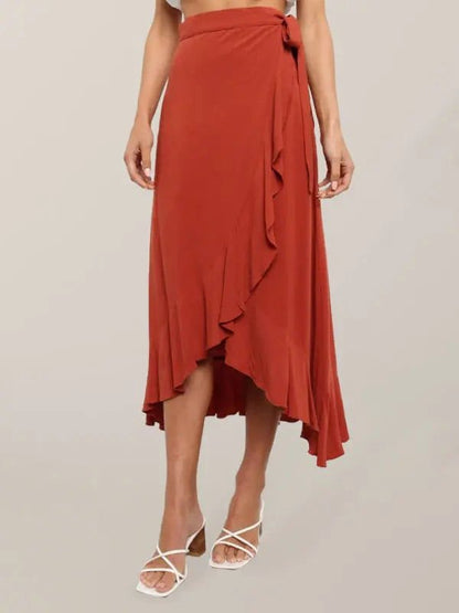One Piece Tie Long Skirt Irregular Cover Hip Solid Color Skirt - www.Shopthatapp.com