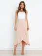 One Piece Tie Long Skirt Irregular Cover Hip Solid Color Skirt - www.Shopthatapp.com
