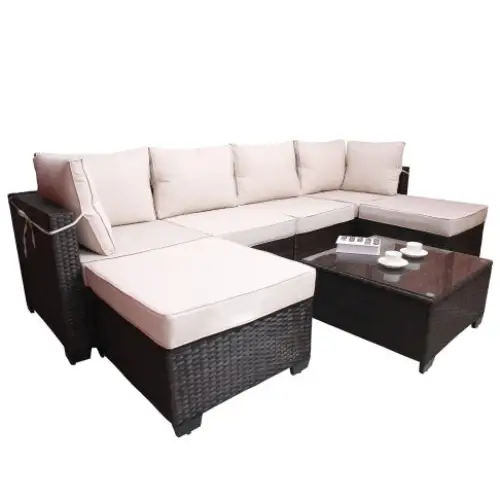 Outdoor Garden Patio Furniture 7Piece PE Rattan Wicker Cushioned Sofa - www.Shopthatapp.com