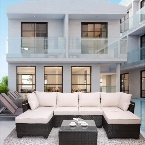 Outdoor Garden Patio Furniture 7Piece PE Rattan Wicker Cushioned Sofa - www.Shopthatapp.com