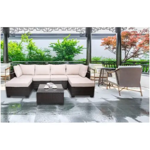 Outdoor Garden Patio Furniture 7Piece PE Rattan Wicker Cushioned Sofa - www.Shopthatapp.com