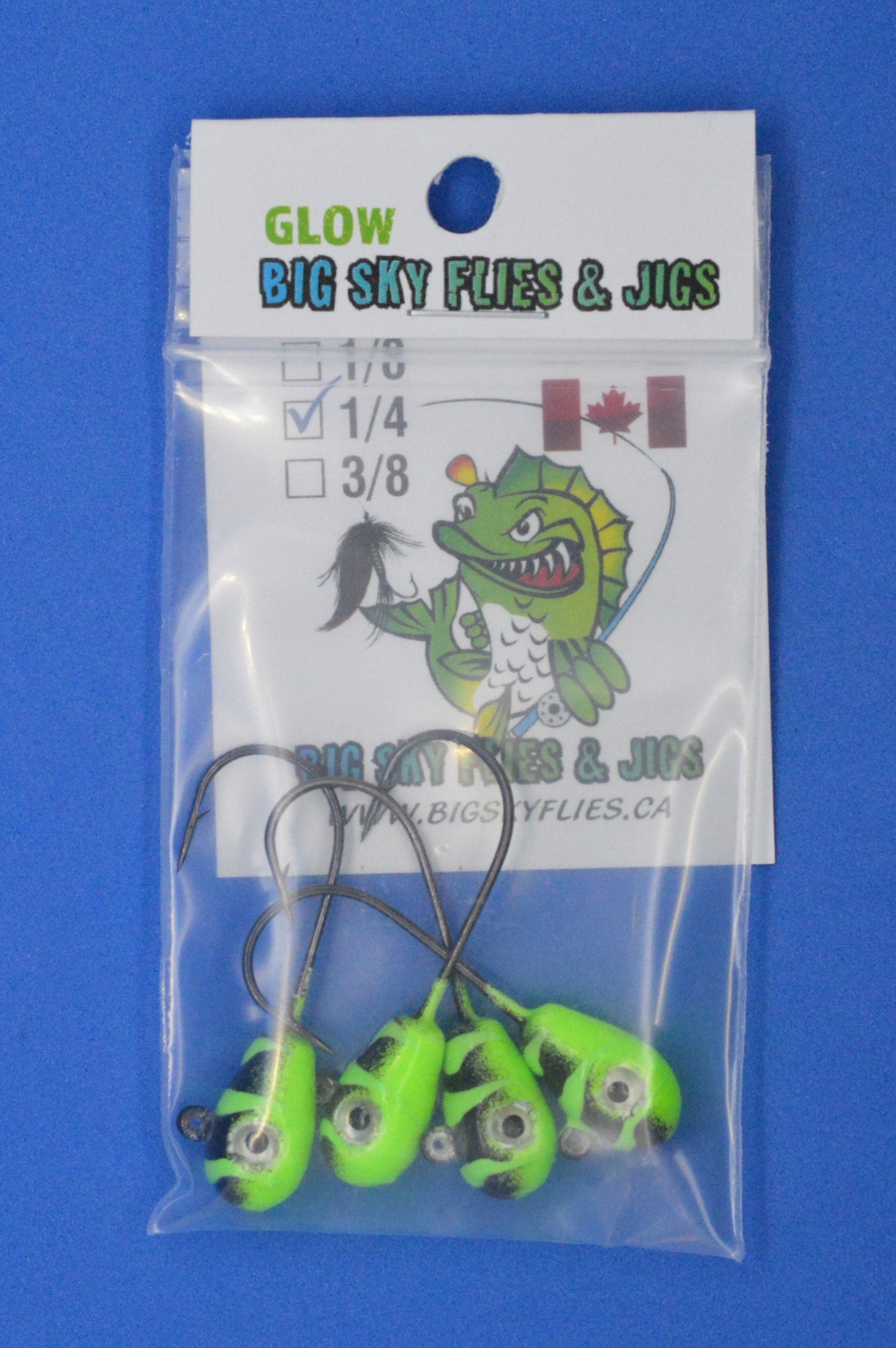 Big Sky Deluxe KnockOut 1/4oz Glow Jigs 4/pack-Outdoor Sporting goods camping-www.Shopthatapp.com-Color:Lime w/Black Lines-Stony Tackle Shack