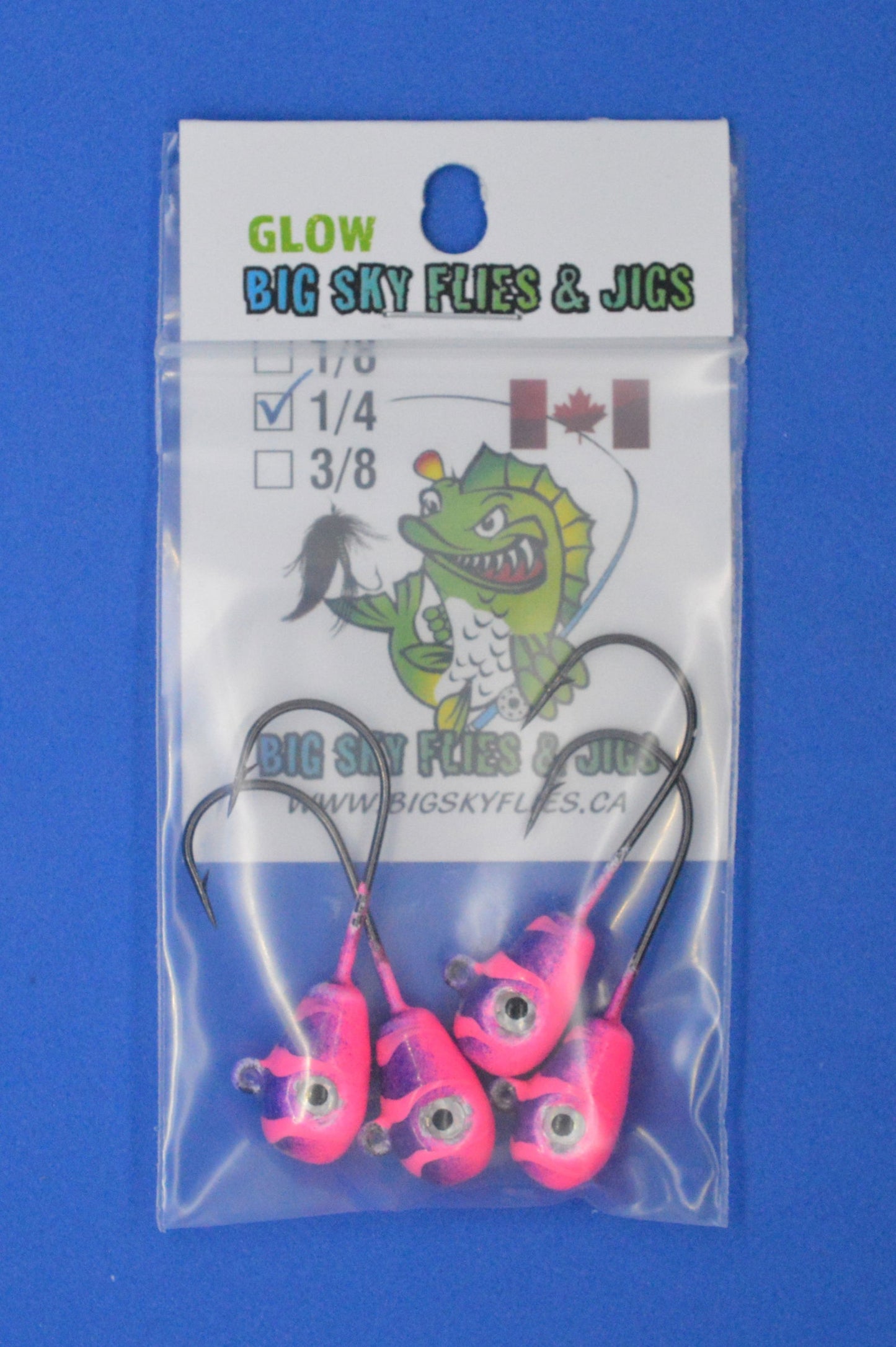 Big Sky Deluxe KnockOut 1/4oz Glow Jigs 4/pack-Outdoor Sporting goods camping-www.Shopthatapp.com-Color:Pink /Purple w/Pink Lines-Stony Tackle Shack