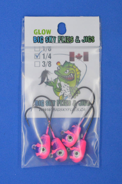 Big Sky Deluxe KnockOut 1/4oz Glow Jigs 4/pack-Outdoor Sporting goods camping-www.Shopthatapp.com-Color:Pink /Purple w/Pink Lines-Stony Tackle Shack