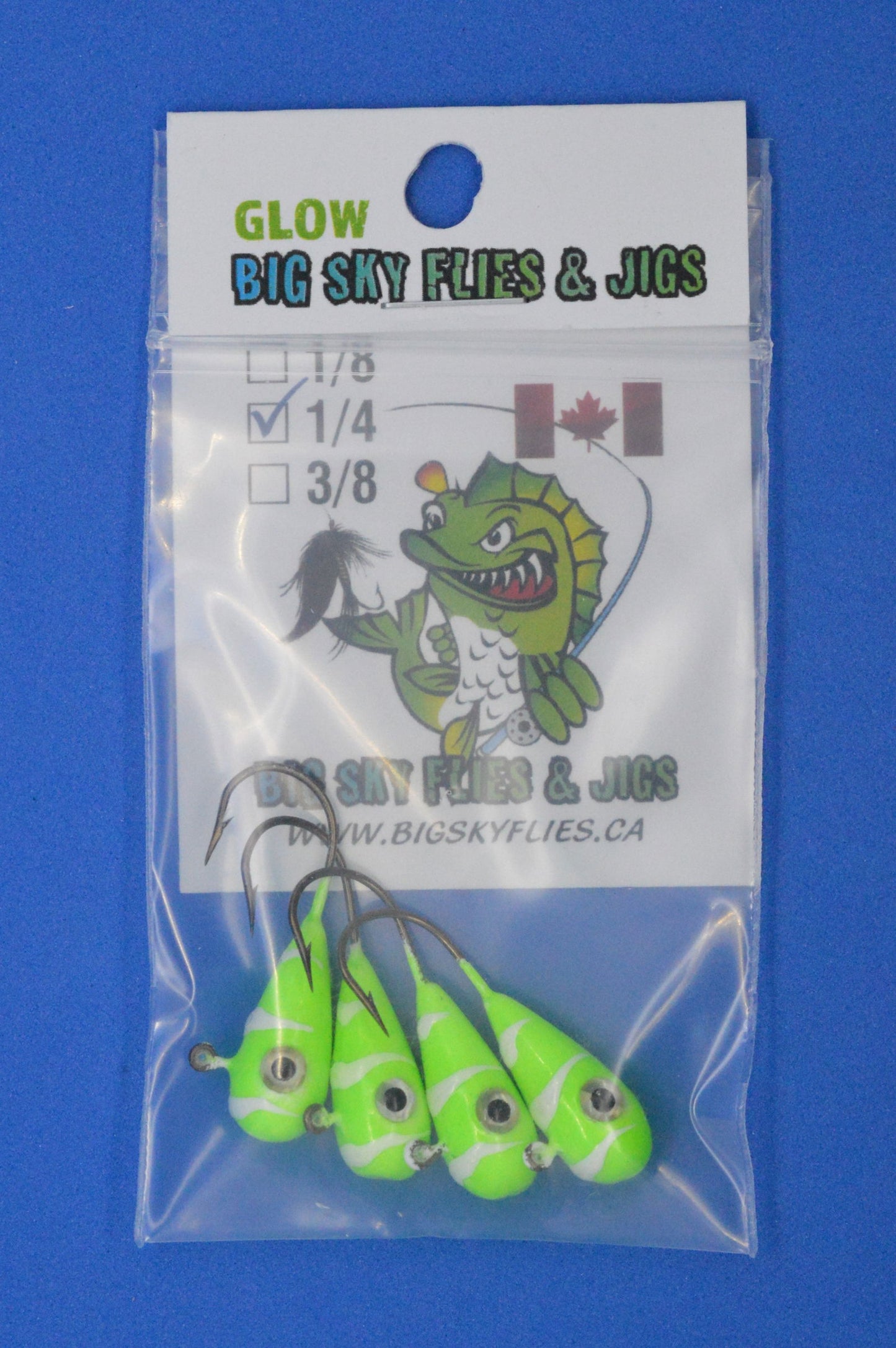 Big Sky Kaleidoscope 1/4oz Glow Jigs 4/pack - www.Shopthatapp.com