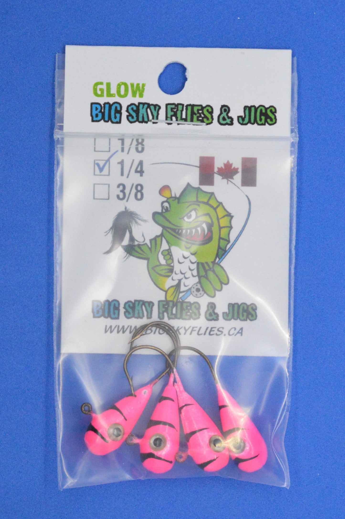 Big Sky Kaleidoscope 1/4oz Glow Jigs 4/pack-Outdoor Sporting goods camping-www.Shopthatapp.com-Color:Pink w/Black Lines-Stony Tackle Shack