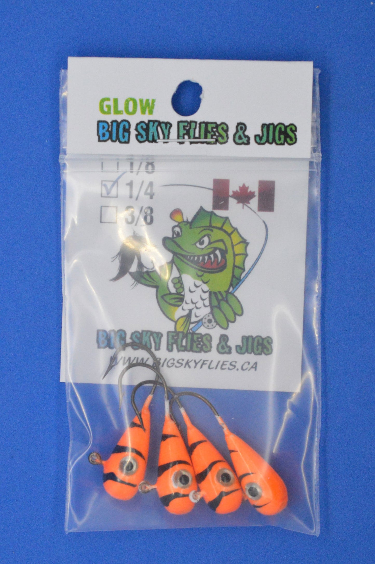 Big Sky Kaleidoscope 1/4oz Glow Jigs 4/pack - www.Shopthatapp.com