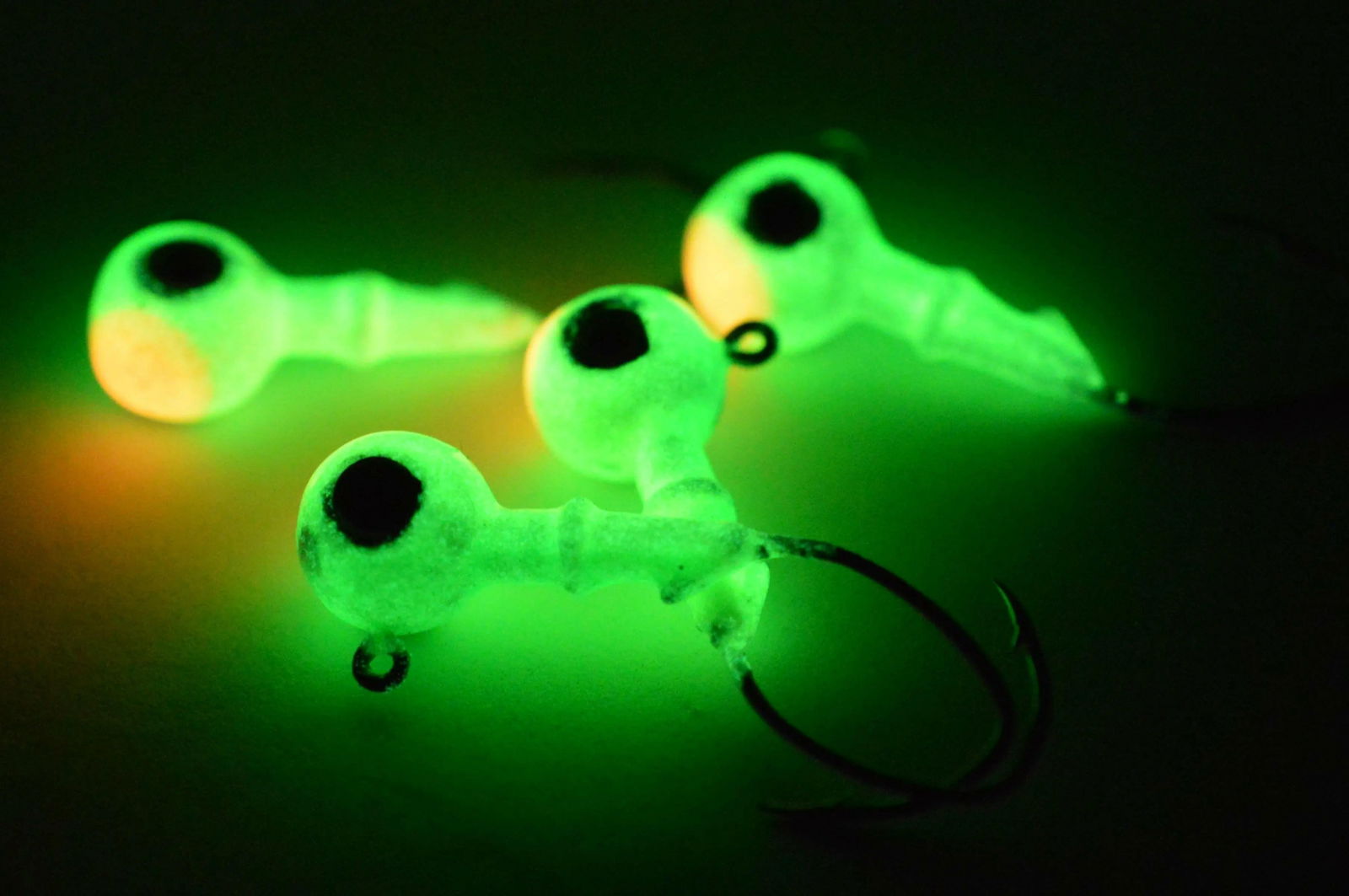 Big Sky Mean Machine 1/4oz Glow Jig Heads 4/pack - www.Shopthatapp.com