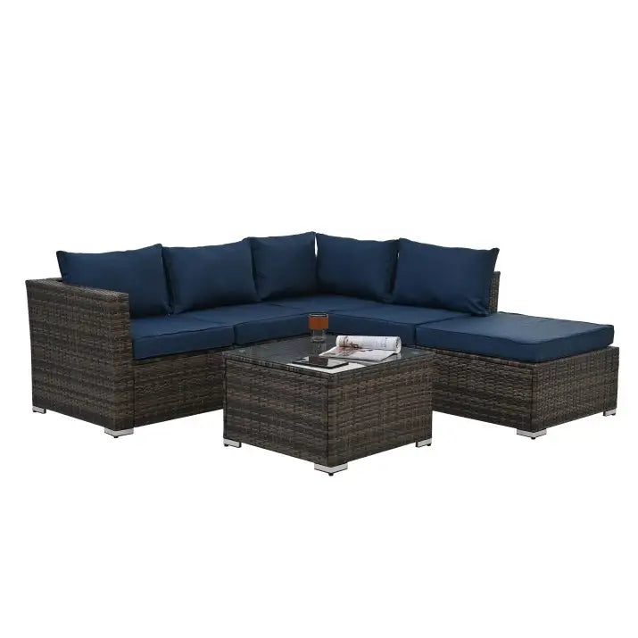 Patio Furniture 4 set With Tempered Glass Coffee Table - www.Shopthatapp.com