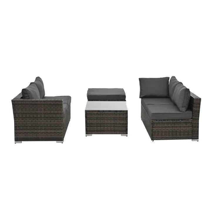 Patio Furniture, Outdoor Furniture, Seasonal PE Wicker Furniture, 4 Set Wicker Furniture With Tempered Glass Coffee Table - www.Shopthatapp.com