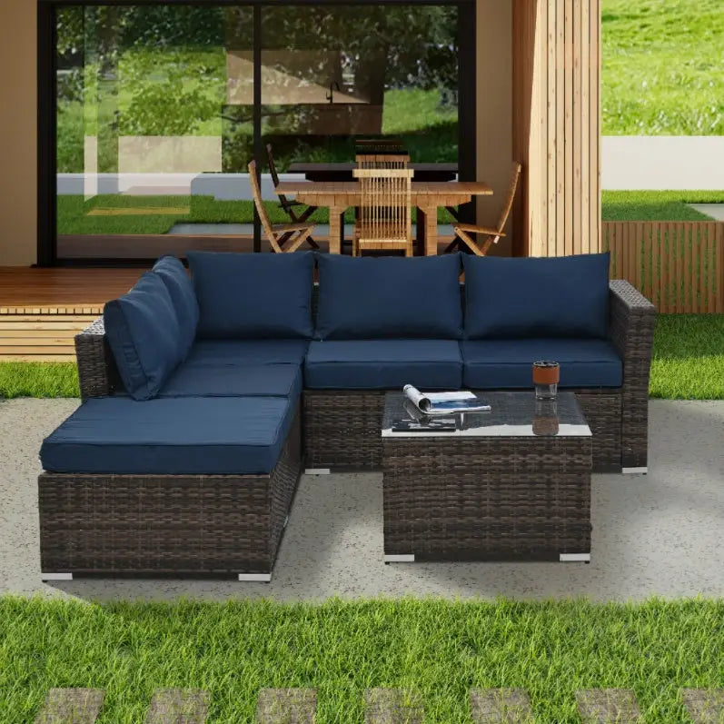 Patio Furniture 4 set With Tempered Glass Coffee Table - www.Shopthatapp.com