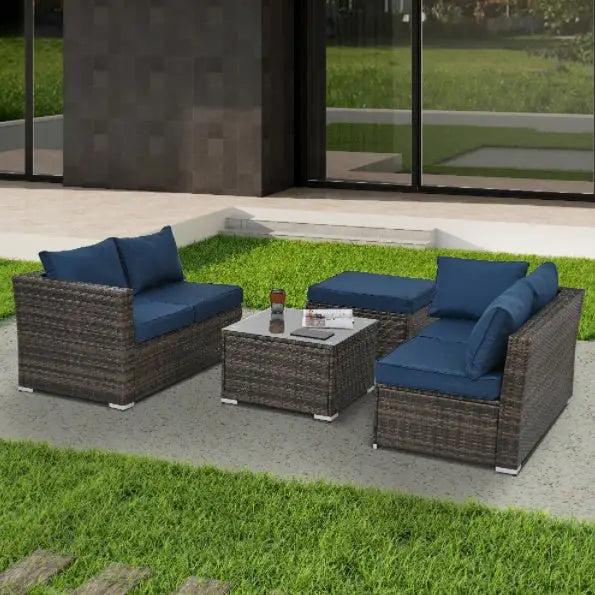 Patio Furniture 4 set With Tempered Glass Coffee Table - www.Shopthatapp.com