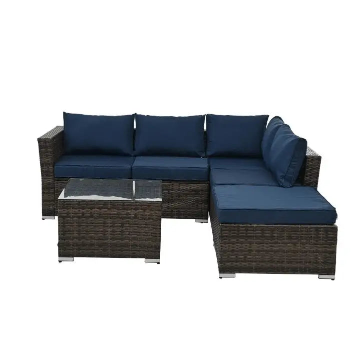 Patio Furniture 4 set With Tempered Glass Coffee Table - www.Shopthatapp.com