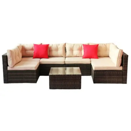 Patio Furniture Set PE Rattan Sectional Garden Furniture Corner Sofa Set - www.Shopthatapp.com