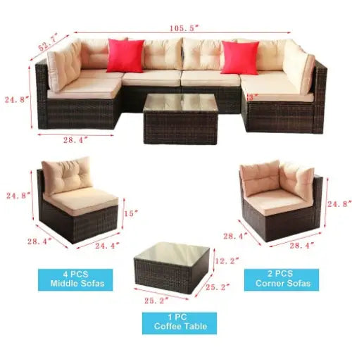 Patio Furniture Set PE Rattan Sectional Garden Furniture Corner Sofa Set - www.Shopthatapp.com