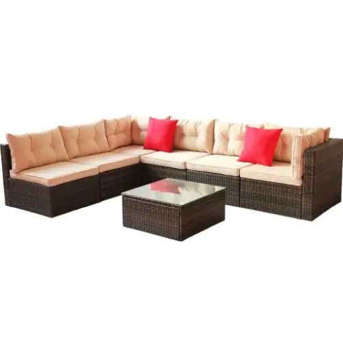 Patio Furniture Set PE Rattan Sectional Garden Furniture Corner Sofa Set - www.Shopthatapp.com