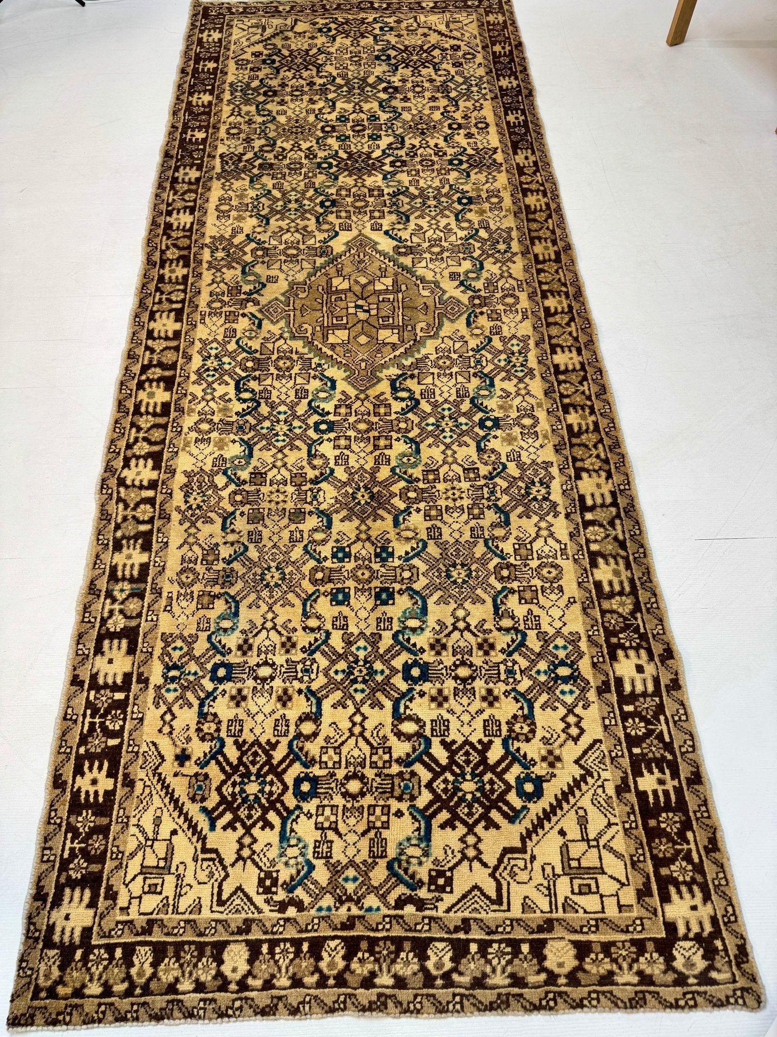 Persian Hosseinabad Runner Rug | 3' 8” x 10' 2" - www.Shopthatapp.com
