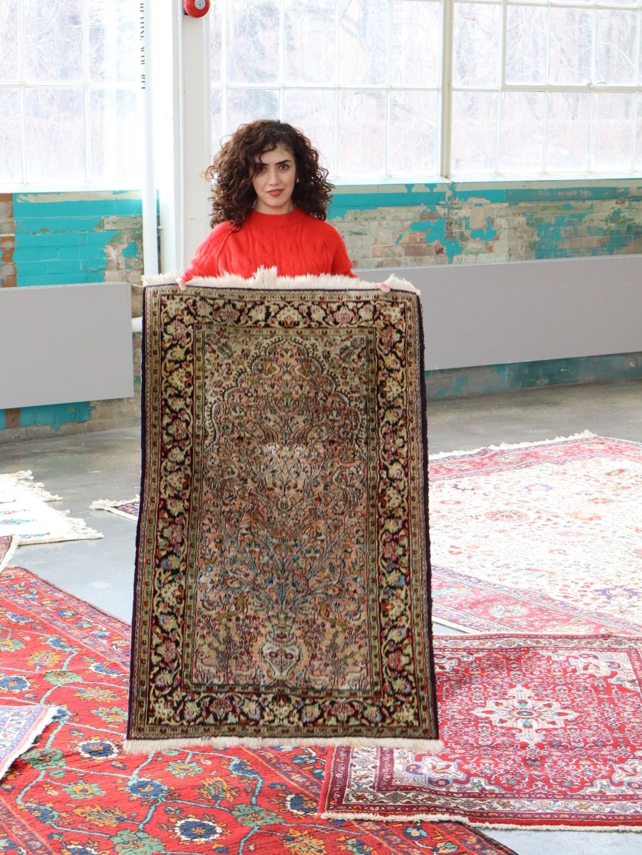Persian Qum Pure Silk Rug | 2' 7" x 4' 3" - www.Shopthatapp.com