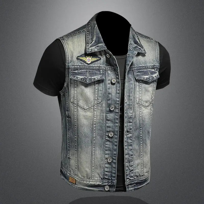 Personalized Denim Vest Men Plus Size Vest - www.Shopthatapp.com