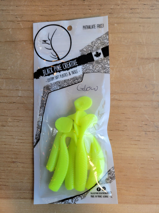 Black Pine Creative 3-3/4" Glow Paddle Tails 6/pk - www.Shopthatapp.com