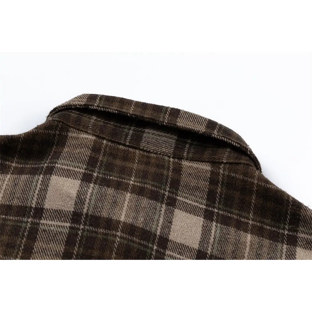 Plaid Long Sleeve Shirt Men Punk Trendy Hole & Patch - www.Shopthatapp.com