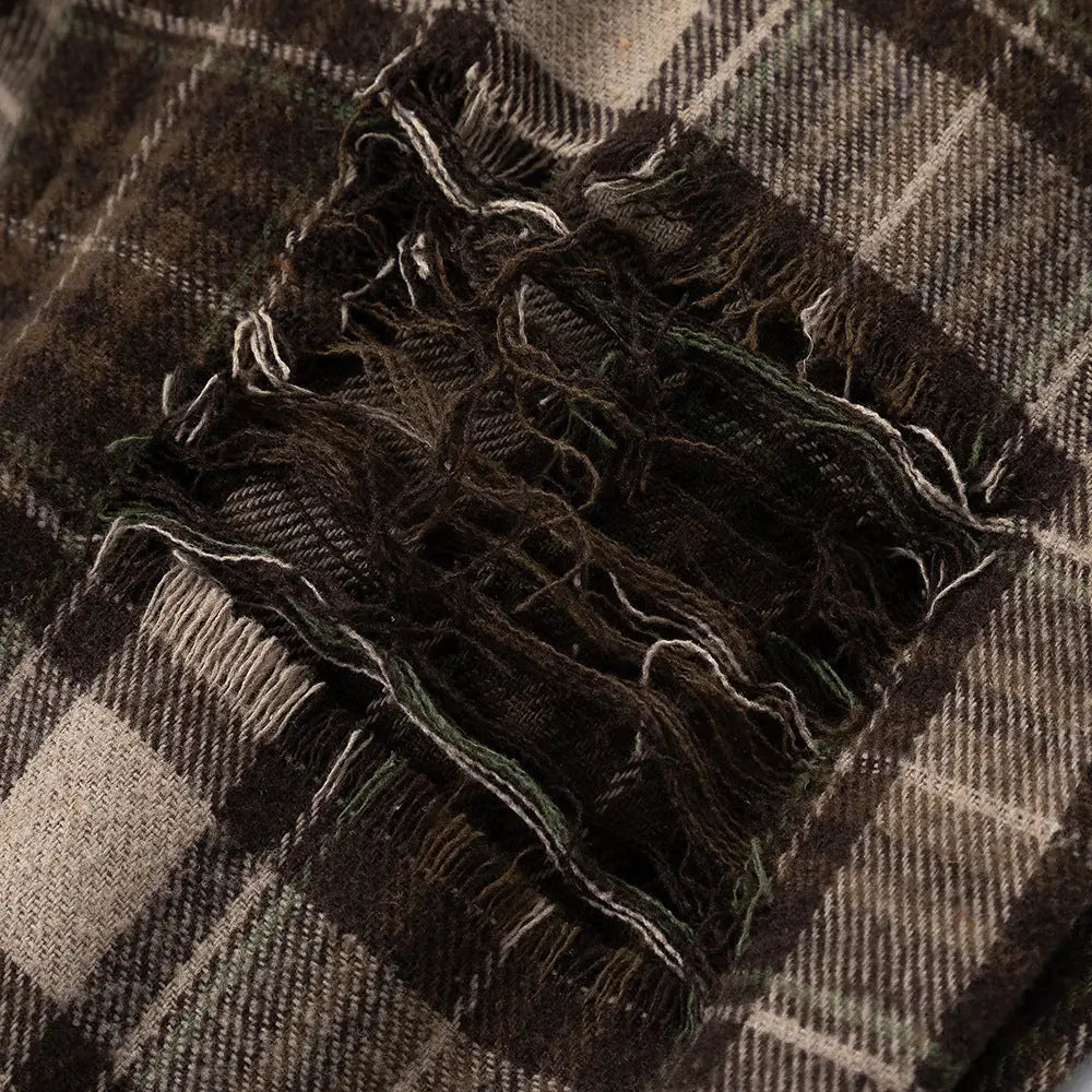 Plaid Long Sleeve Shirt Men Punk Trendy Hole & Patch - www.Shopthatapp.com