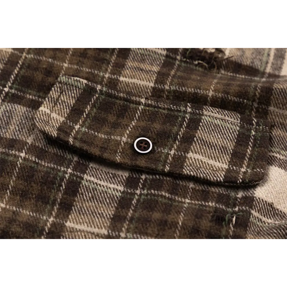 Plaid Long Sleeve Shirt Men Punk Trendy Hole & Patch - www.Shopthatapp.com