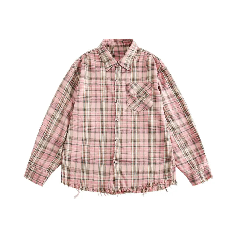 Plaid Shirt Coat Burrs Tassels Men And Women - www.Shopthatapp.com